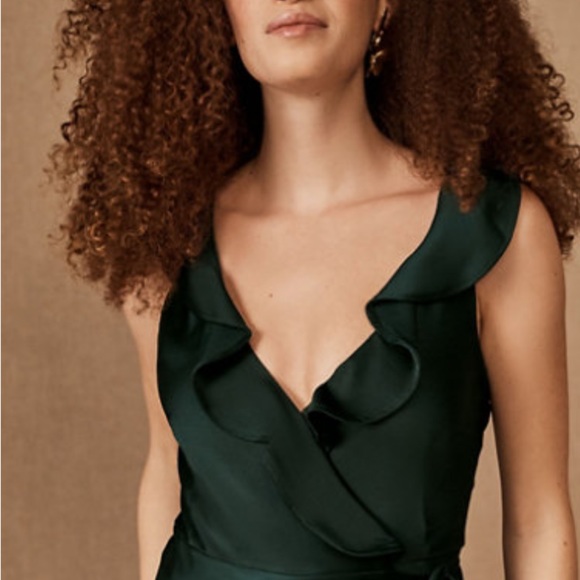 NWT BHLDN Tansy Satin Charmeuse Maxi Dress Emerald Z444-3 - Picture 4 of 5